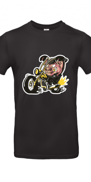 T-Shirt | Biker Pig Motorrad Schwein Comic - Herren T-Shirt
